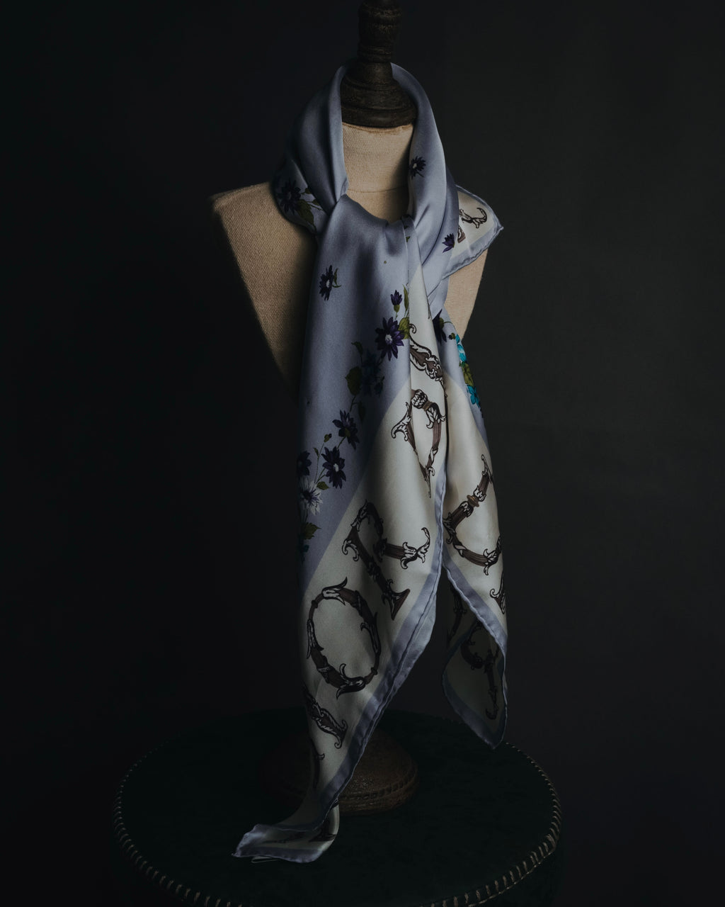 "Christian Dior" 80’s-90’s botanical dior typography silk scarf