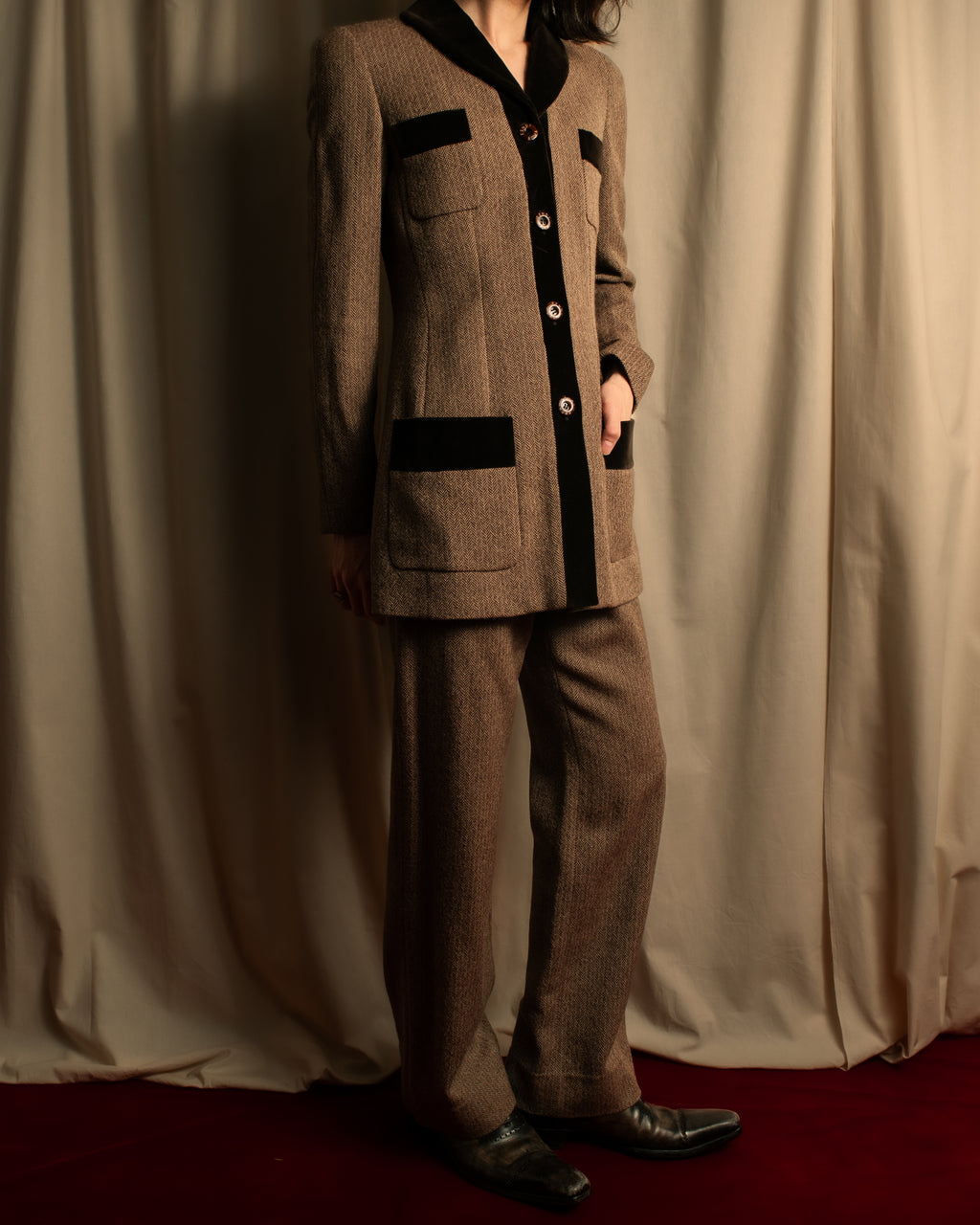 "FENDI" Velvet switching design herringbone set up