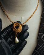 –SPECIAL– “Christian Dior” 80’s-90’s rope knot pearl drop necklace