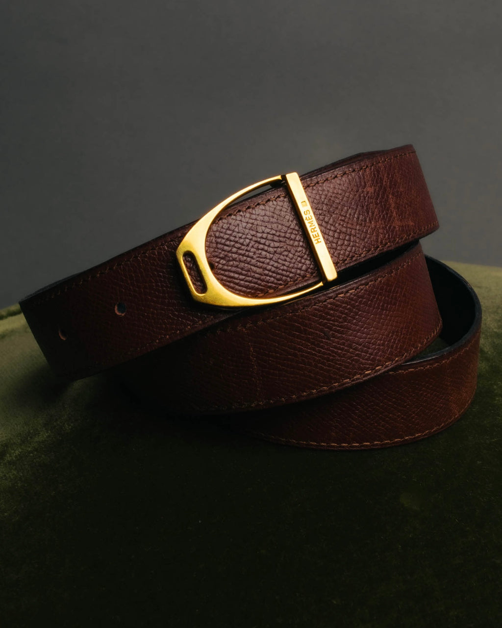"Hermès" Vintage grained leather belt