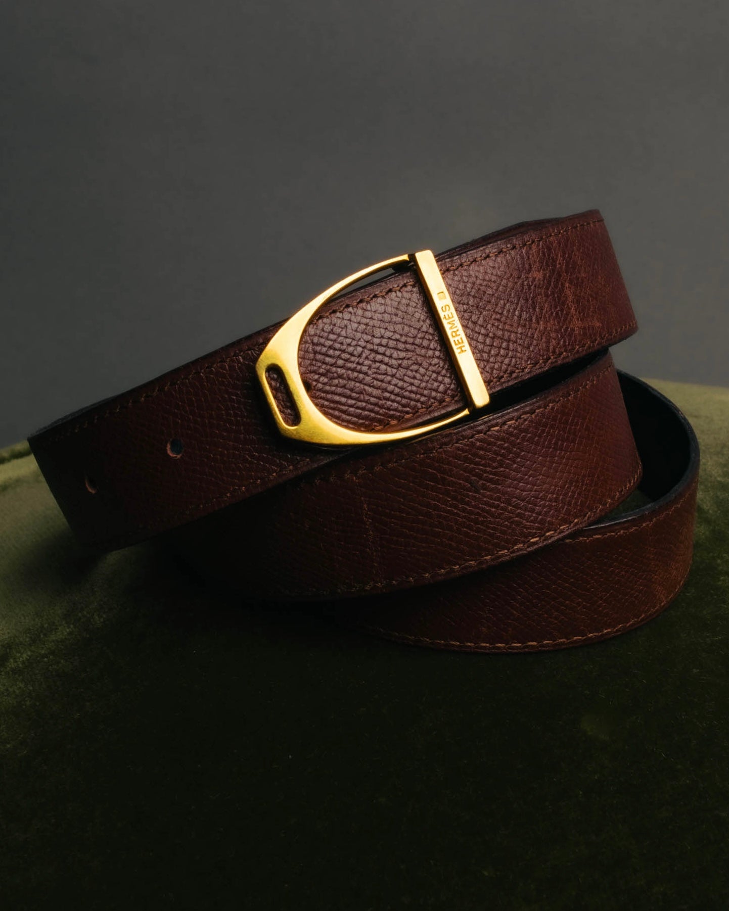 "Hermès" Vintage grained leather belt