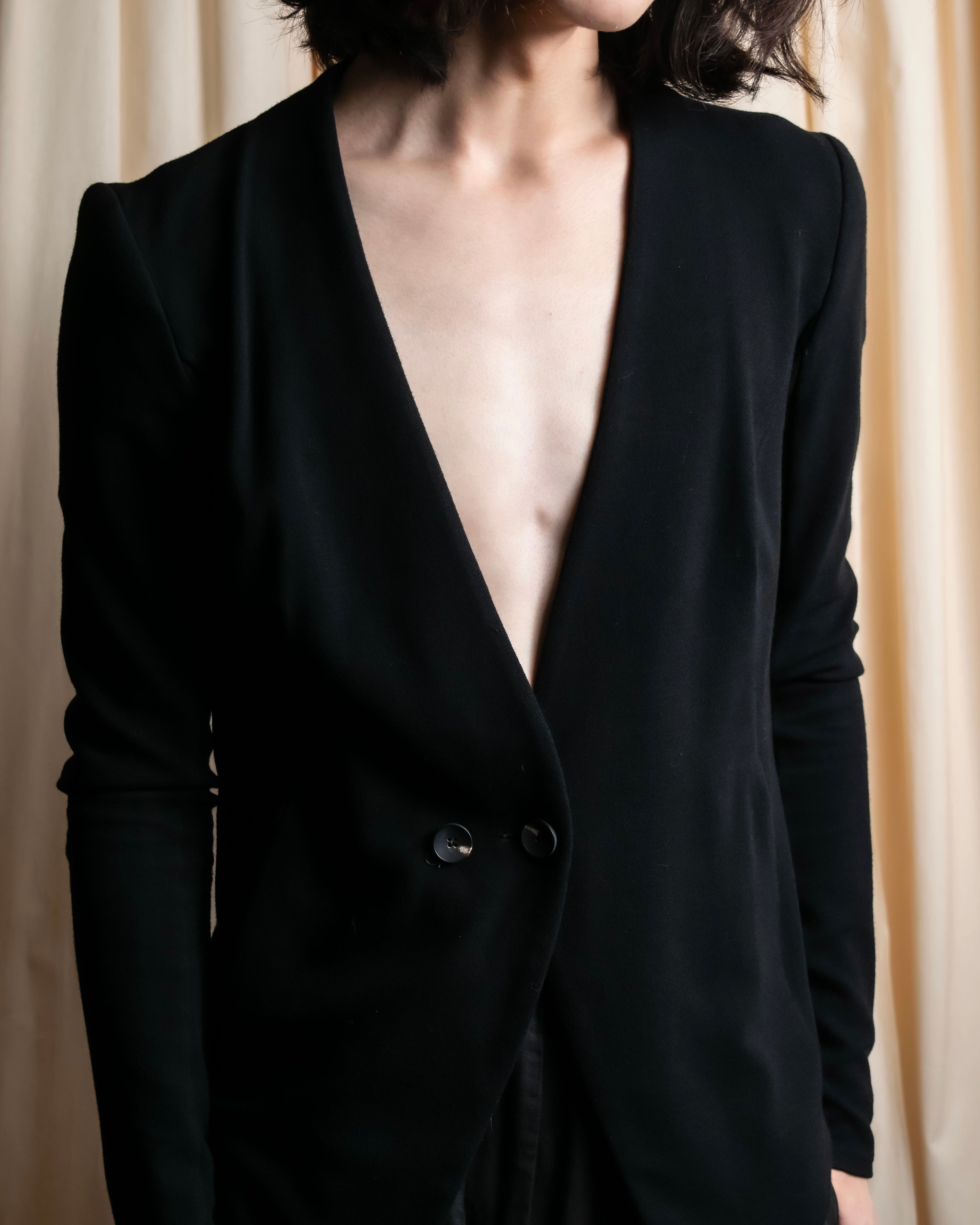 "HELMUT LANG" Zipper design sharp angle cutaway jacket