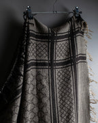 "GUCCI" GG monogram &amp; check pattern fringe large stole