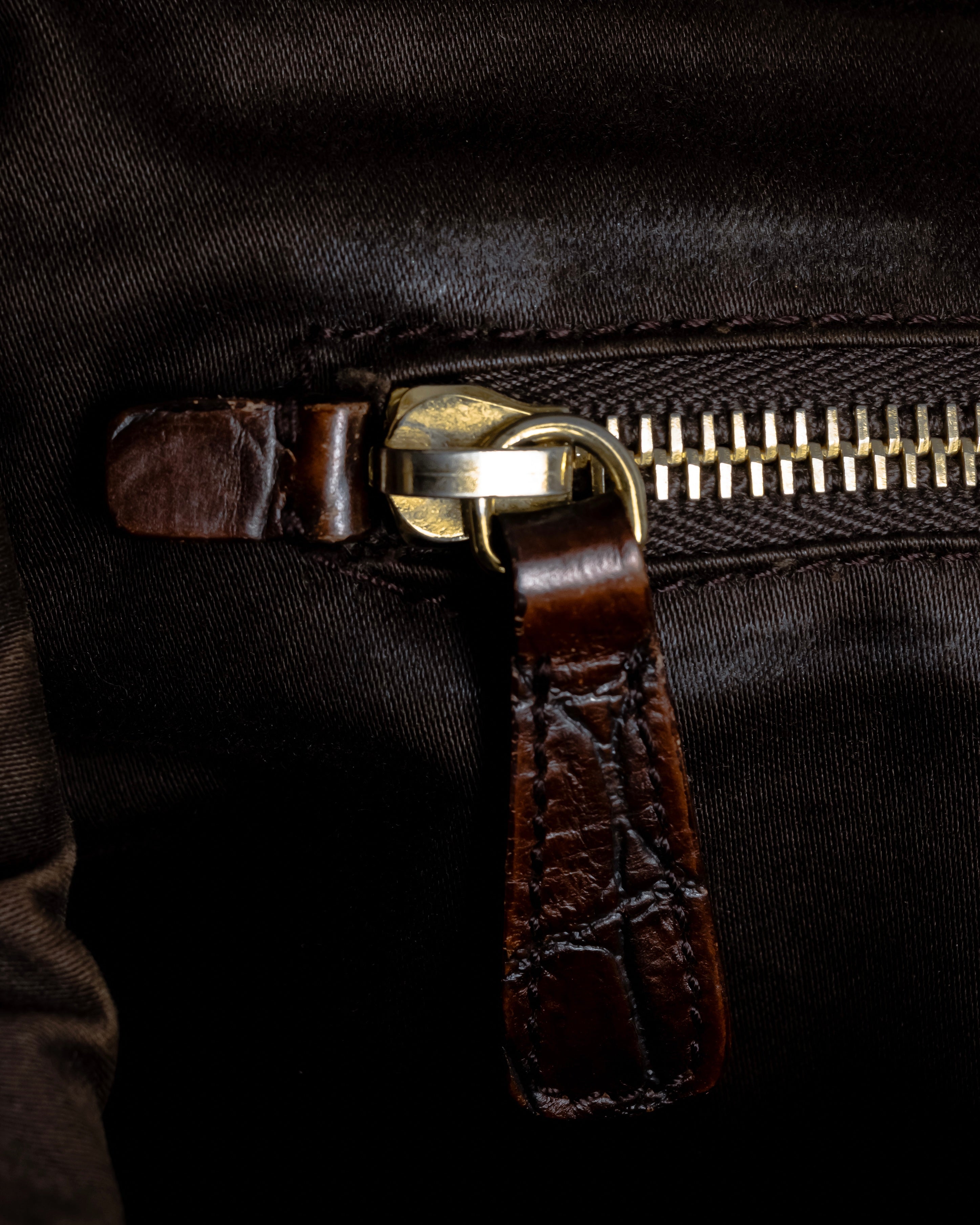 "MIU MIU" Antique design crocodile embossed leather 2way bag