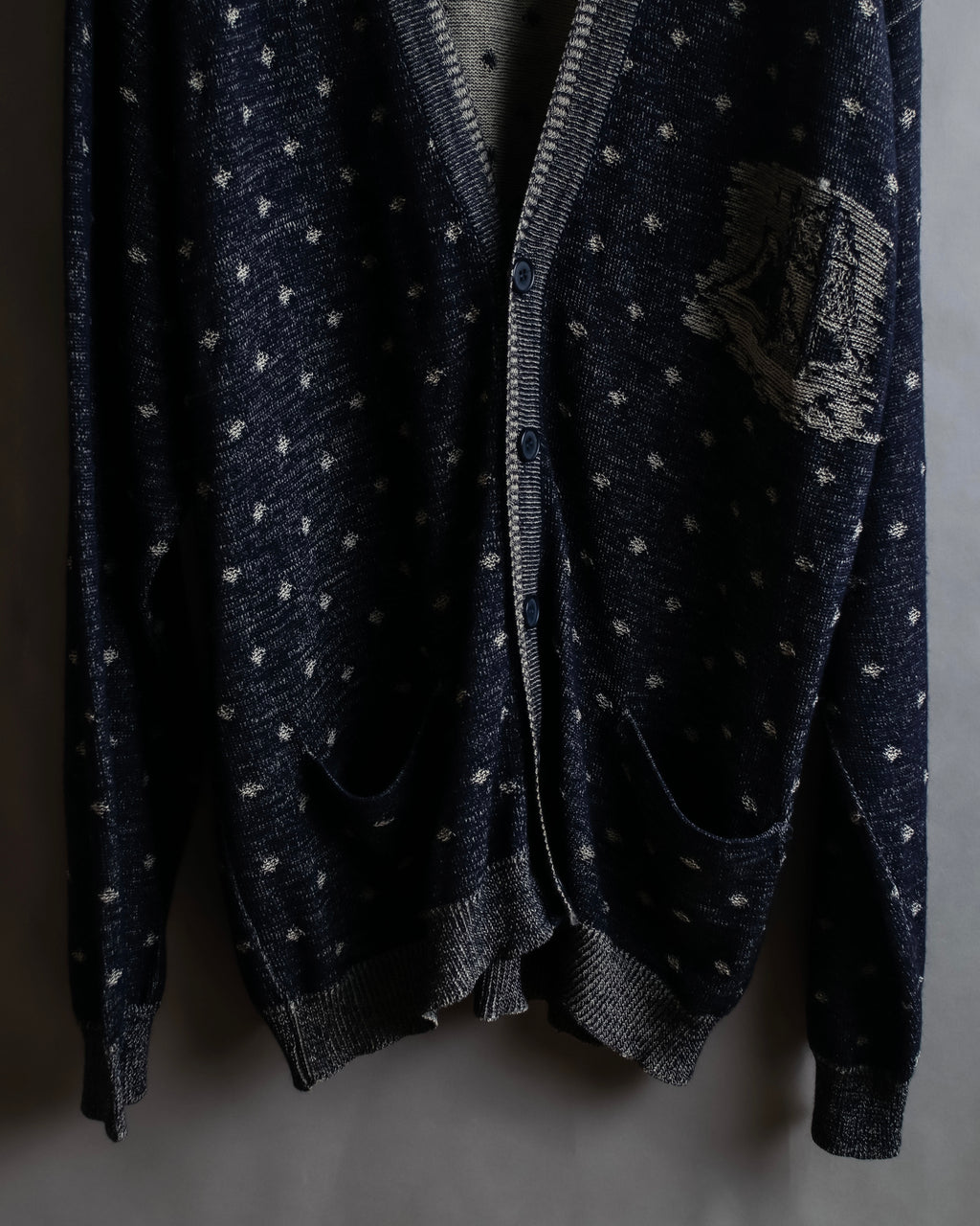 "Vintage abstract polka dot knit cardigan"