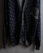 "Vintage abstract polka dot knit cardigan"