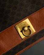 "CELINE" 80's-90's Macadam monogram pvc leather shoulder briefcase