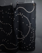 "CHANEL" Pearl fringe design gauze scarf