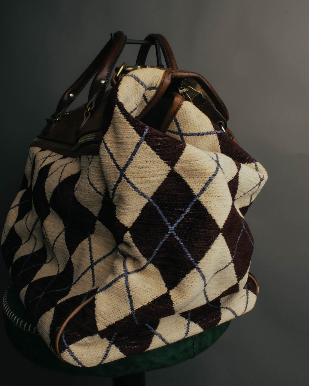 -SPECIAL- "Felisi" Argyle leather trim 2way boston bag