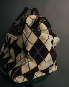 -SPECIAL- "Felisi" Argyle leather trim 2way boston bag