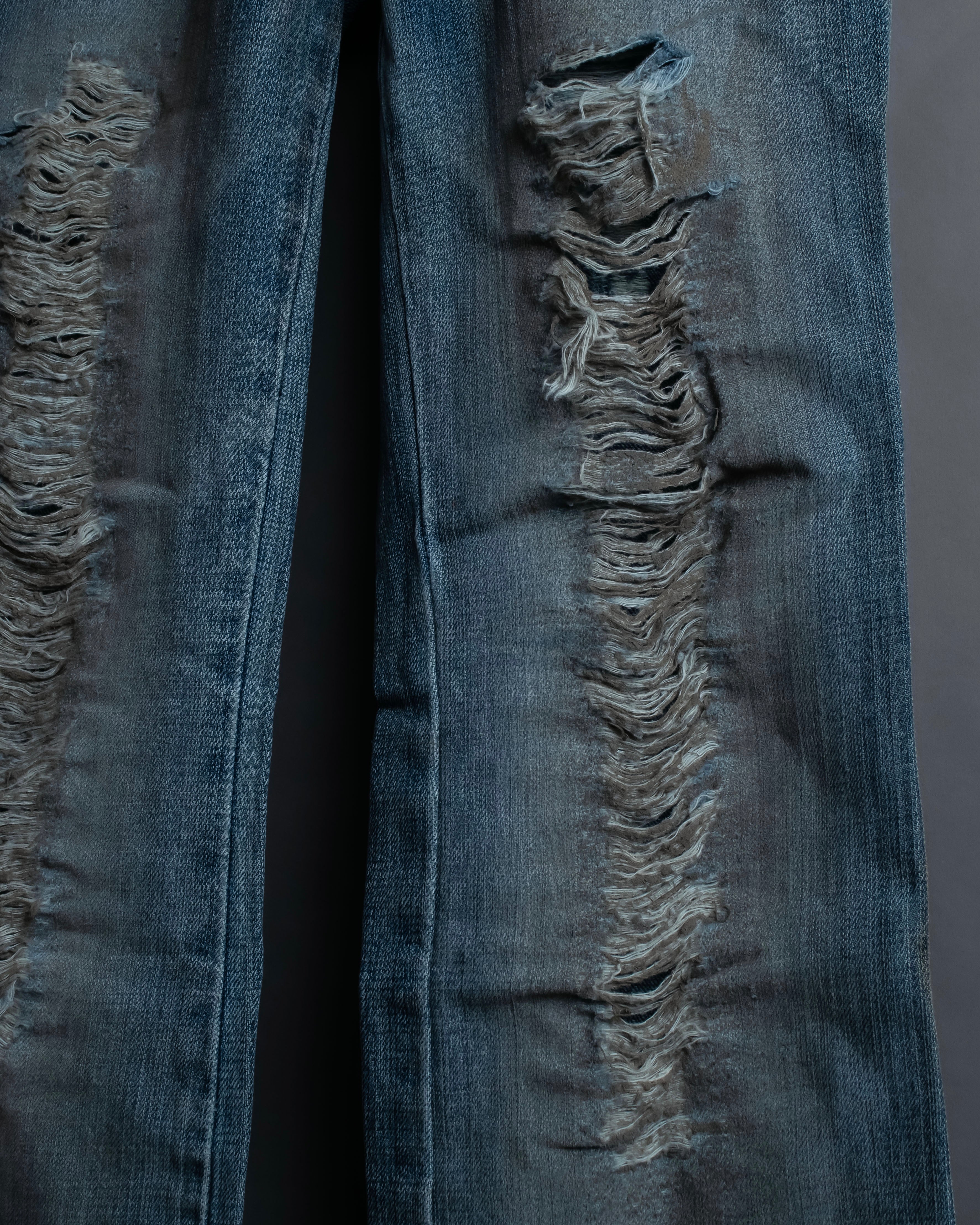 "Dolce & Gabbana" Gold zip detail distressed straight denim
