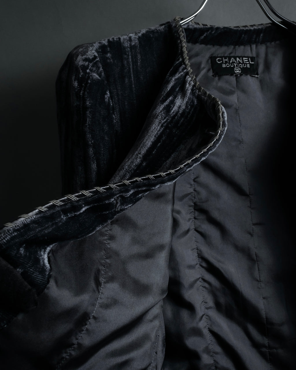 -SPECIAL- "CHANEL" 90's-00's Crushed velvet long dress