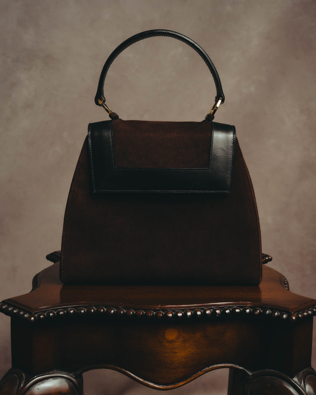 "CELINE" 80's Bicolor suede and leather handbag