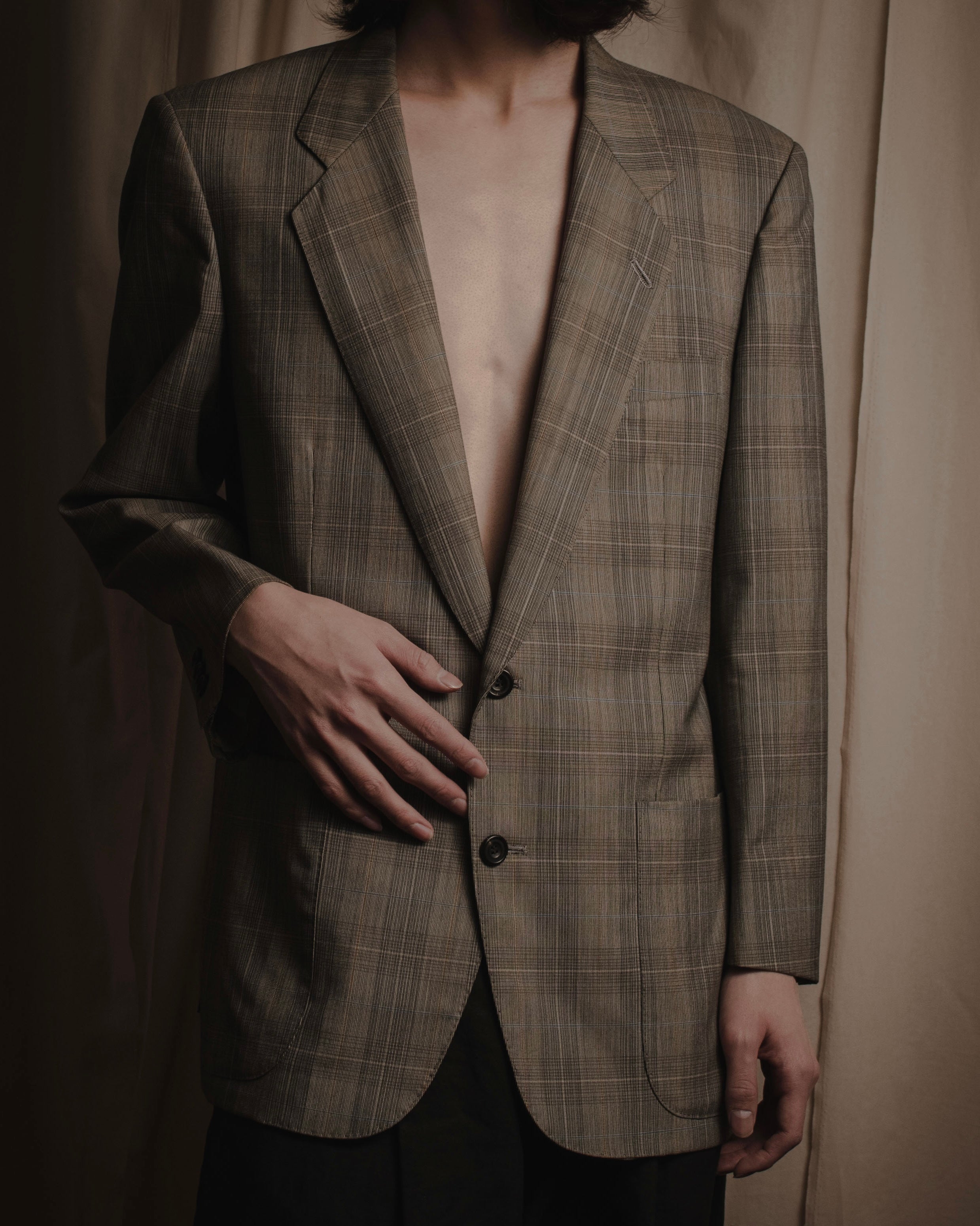 "BALENCIAGA" Windowpane checked tailored blazer