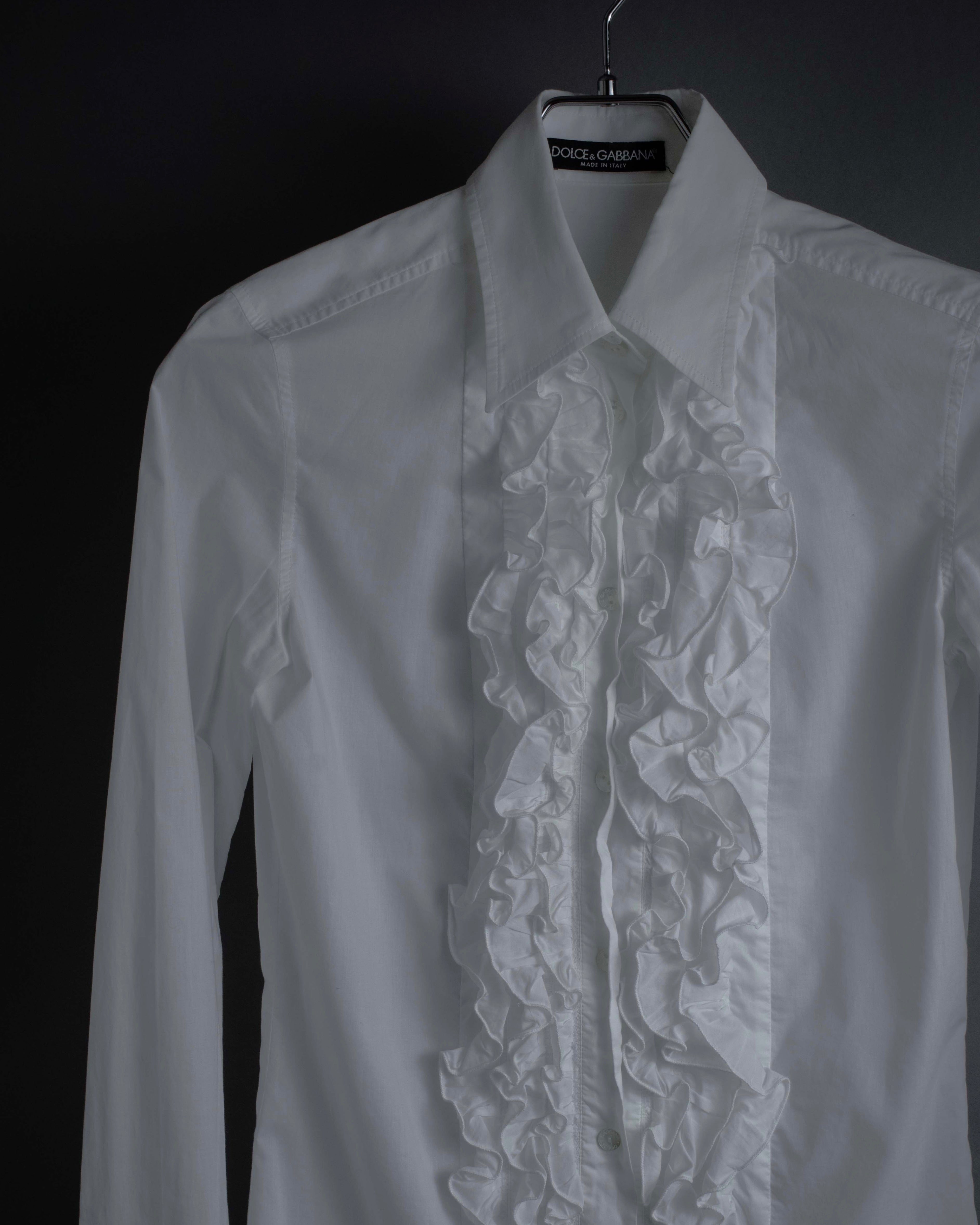 "Dolce & Gabbana" Tiered frill design white shirt