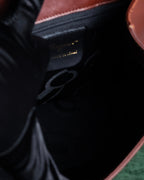 "Salvatore Ferragamo" Coin motif metal design leather hand bag