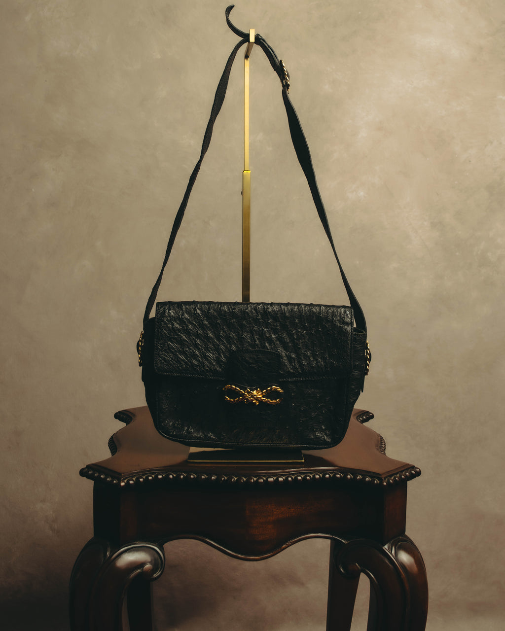 -SPECIAL- “CELINE“ 00’s-10’s Ostrich embossed leather shoulder bag