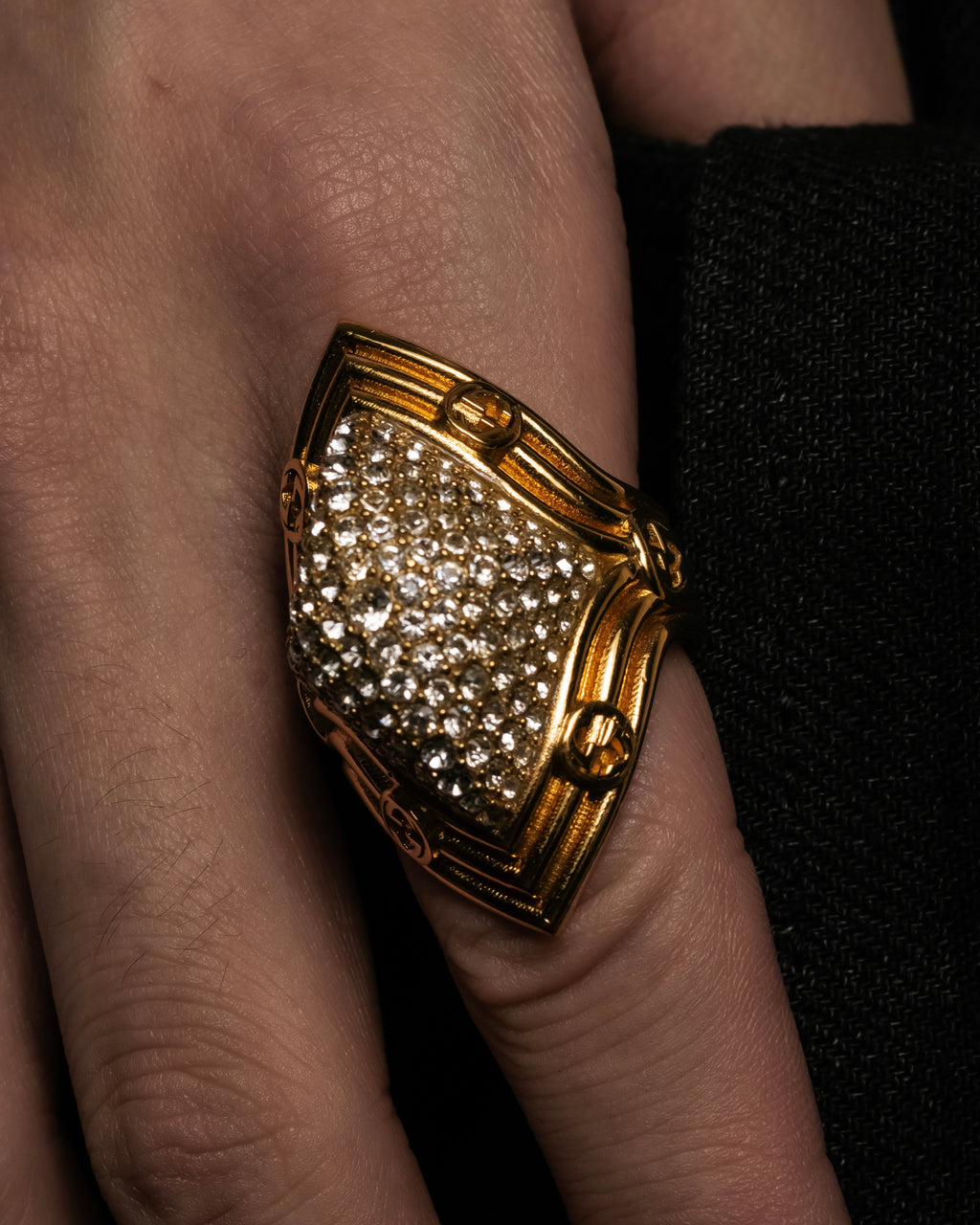 "GUCCI" Interlocking G rhinestone design dome-shaped ring