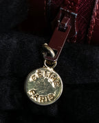 "CELINE" Triomphe motif Bordeaux color suede boston bag