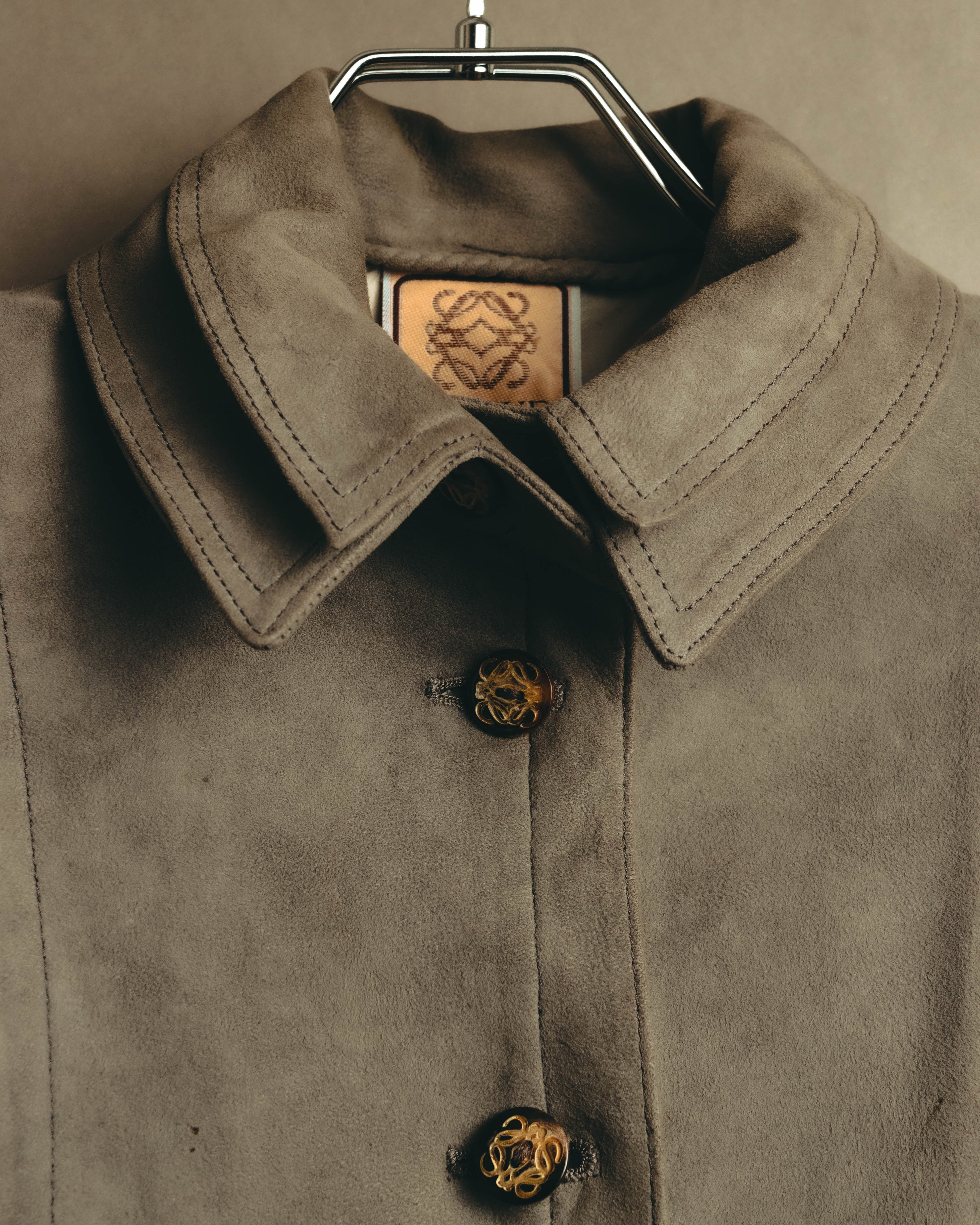 -SPECIAL- “LOEWE” 80’s-early 90’s Taupe suede leather blouson jacket