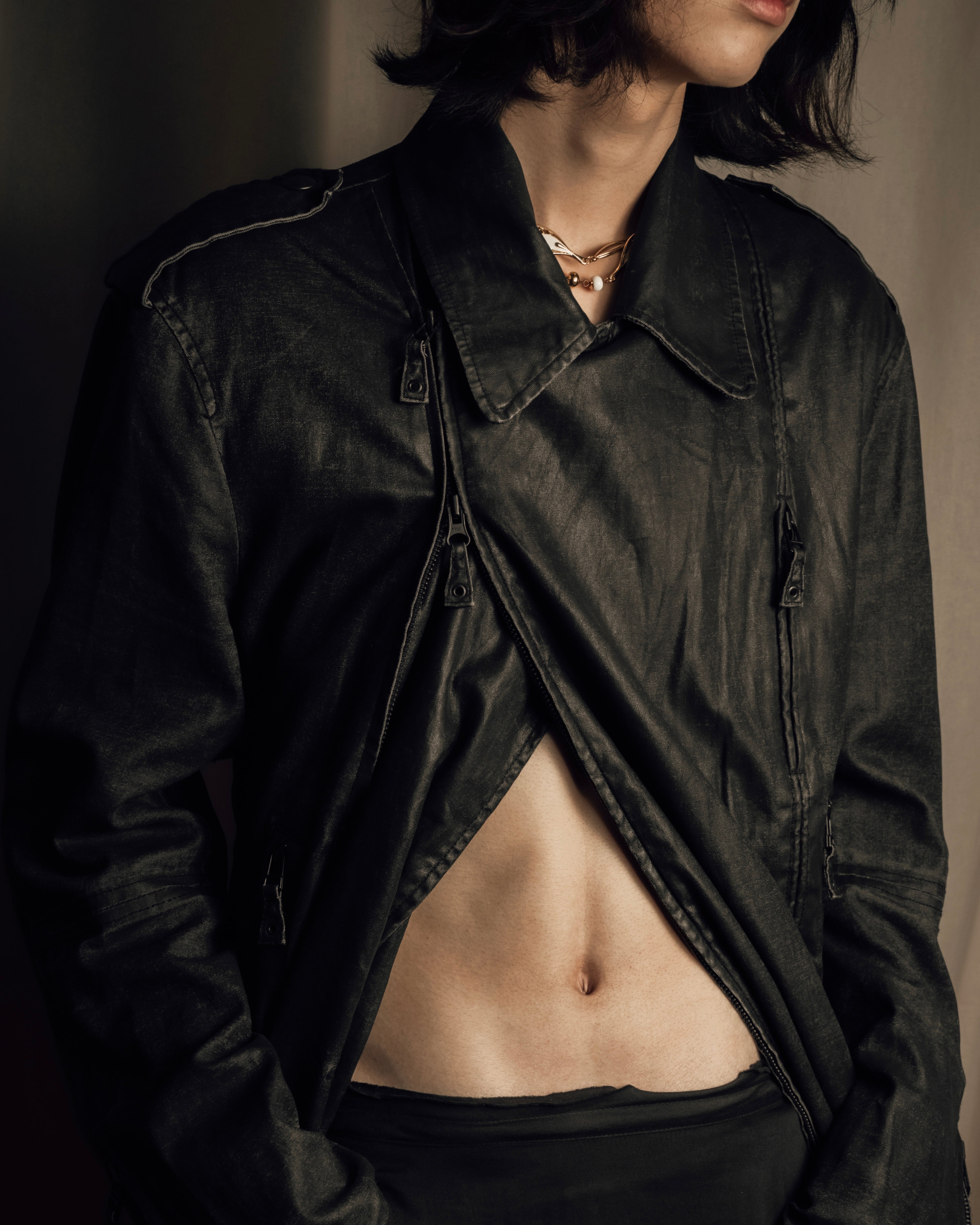 "JEAN PAUL GAULTIER" Firm finish double-zip belted mid-length coat