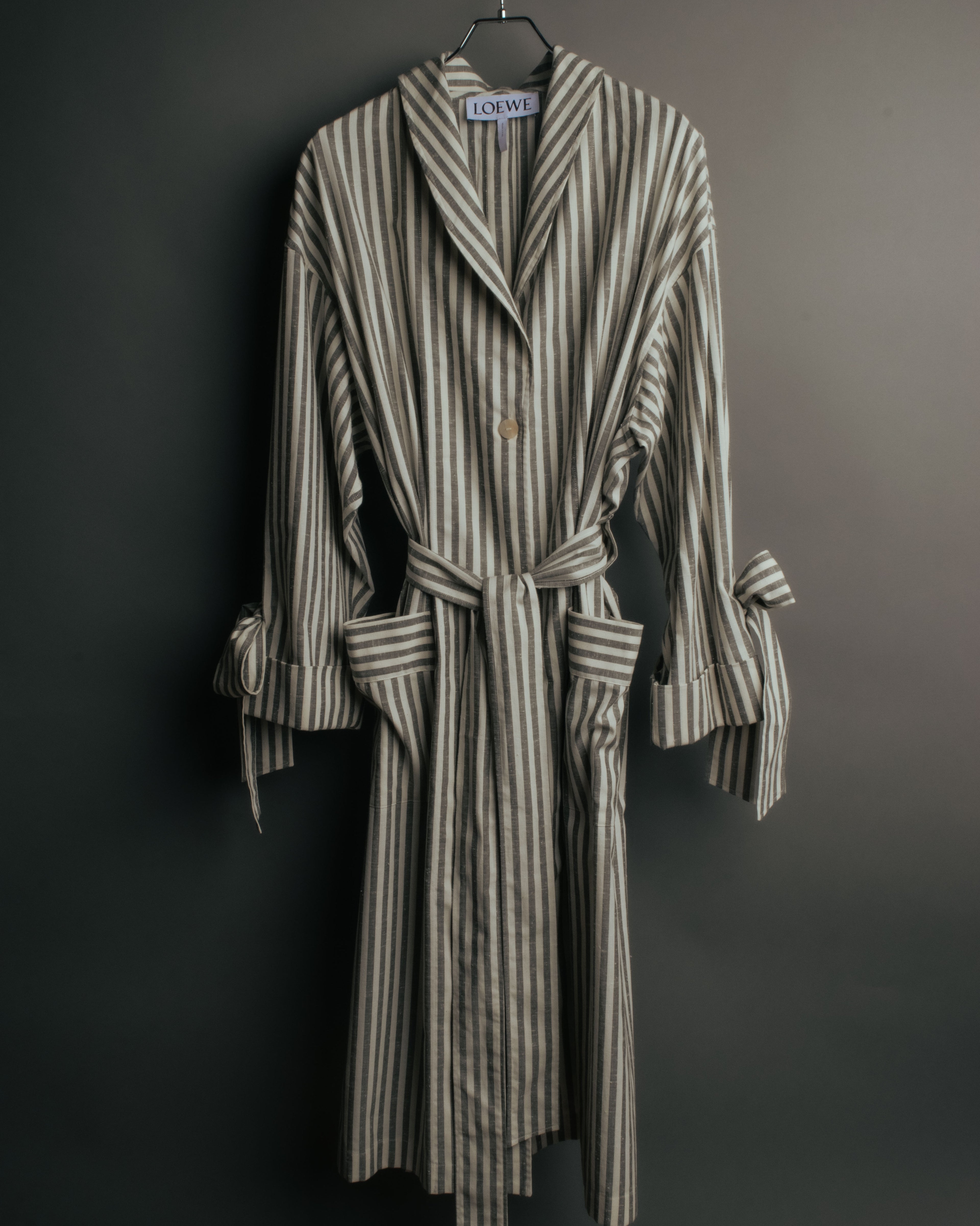 -SPECIAL- “LOEWE” 2010’s striped ribbon sleeve long gown coat