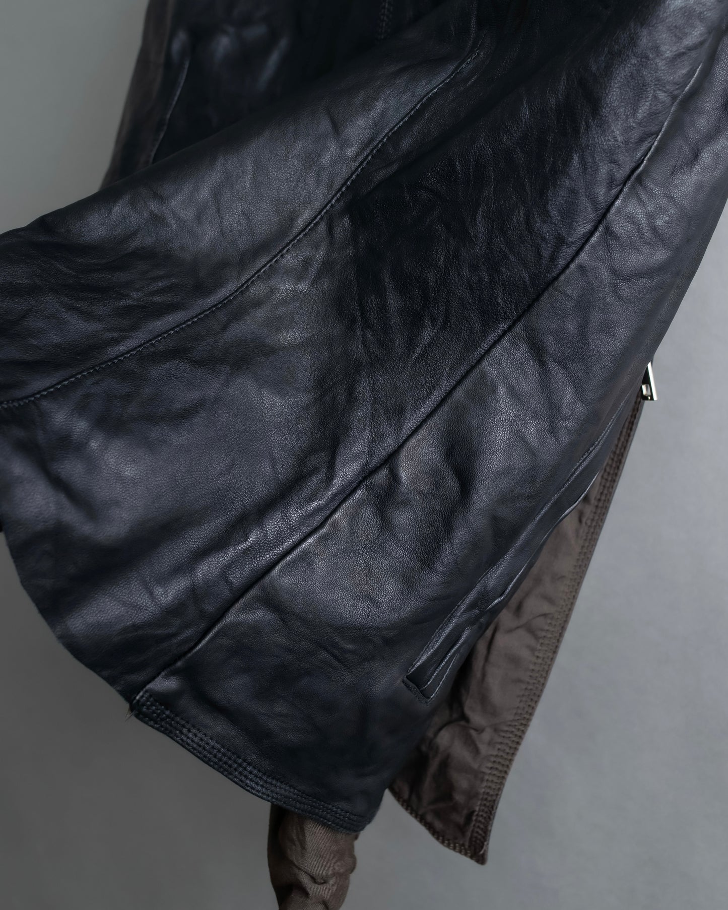 "Rick Owens" 100% lamb leather high neck sleeveless jacket