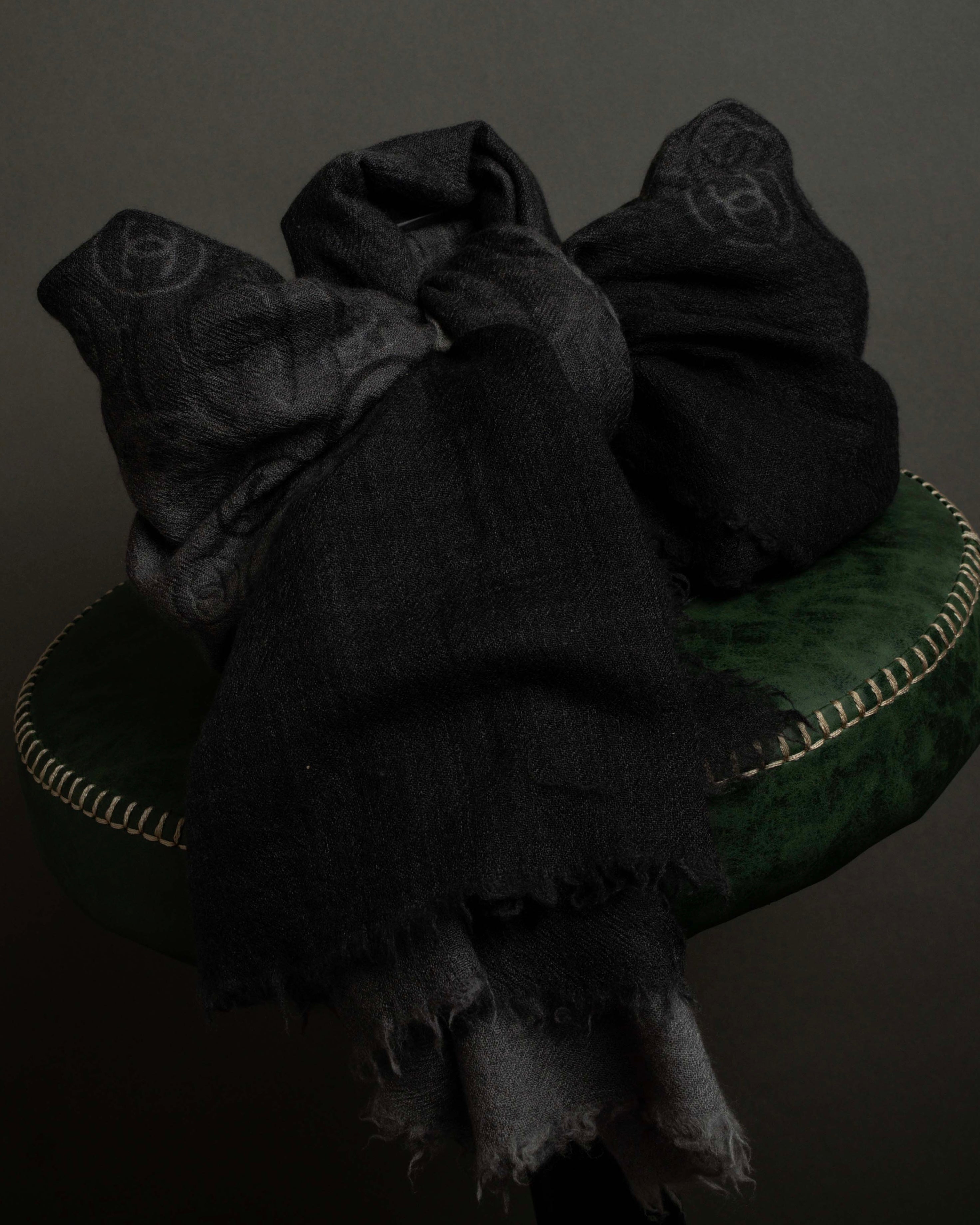 "CHANEL" Logo engraved design cashmere super large stole