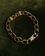 "Christian Dior" 90's Gold tone rhinestone chain bracelet