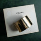 "CELINE" Large leather docking gold bracelet