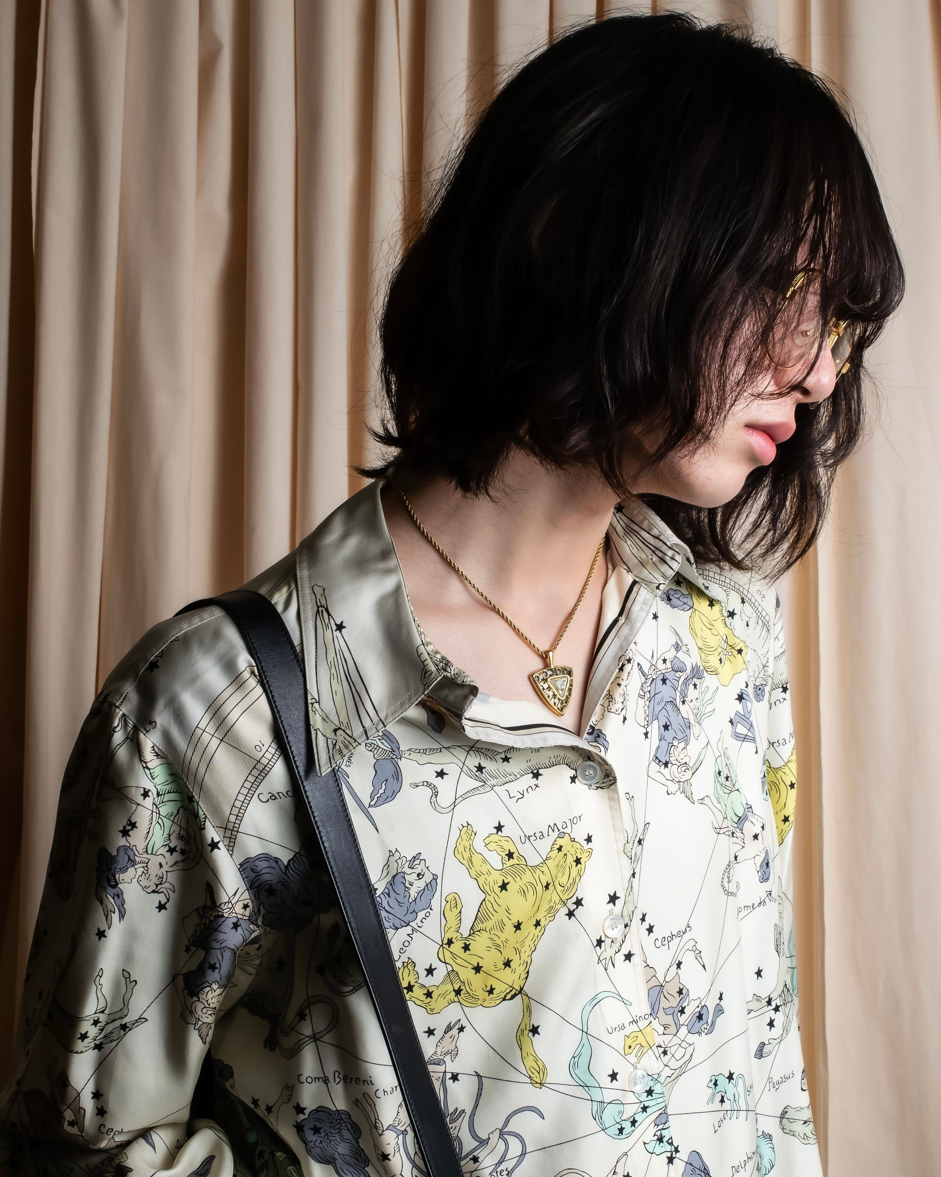 "HERMES" Margiela period Les Étoiles, Stars silk shirt