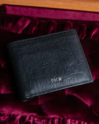 "Dior" Logo engraved bi-fold leather wallet