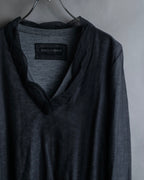 "DOLCE & GABBANA" Sheer layered V-neck grey knit