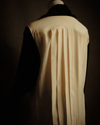 –SPECIAL– “CHANEL” 80’s-90’s pleated silk velvet trim blouse