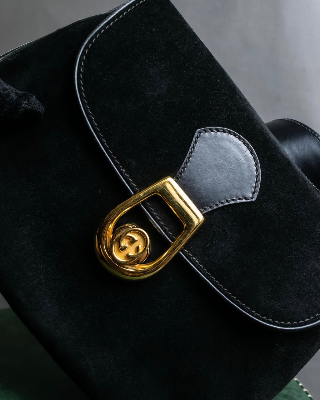 "GUCCI" Interlocking G design suede bag