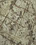 -SPECIAL- "CHANEL" 10's-20's Embellished floral lace and pearl check oversized shirt