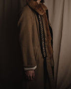 "PRADA" 90’s-00’s embellished fur-collar stretch tech coat