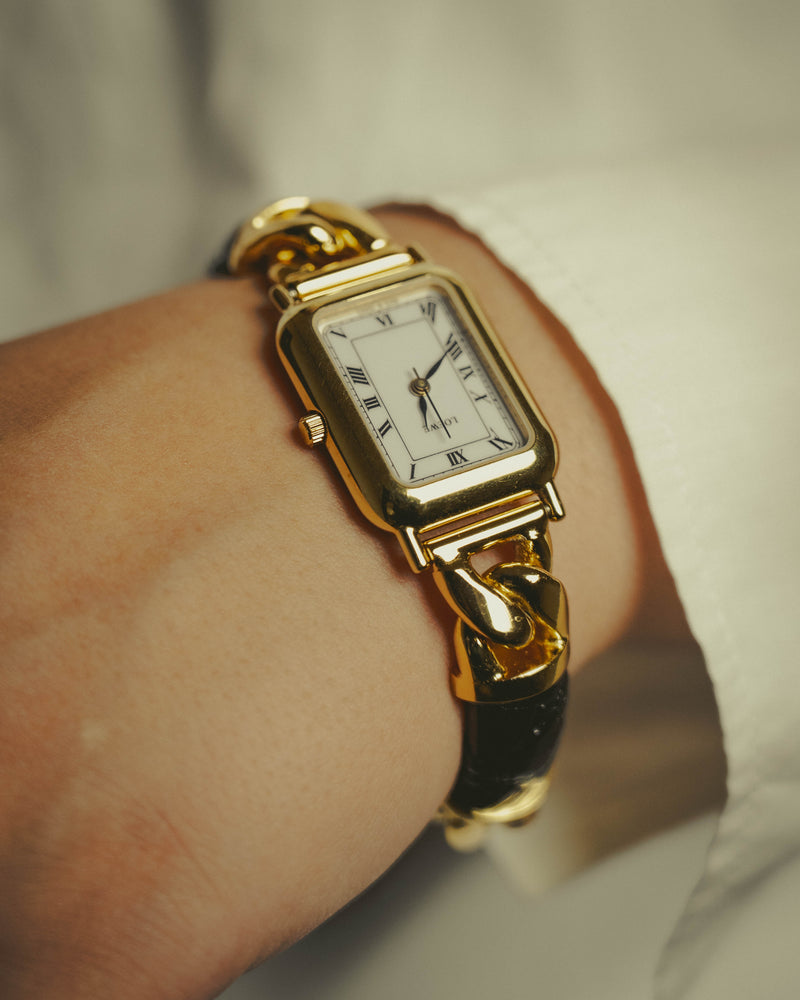 -SPECIAL- “LOEWE” 80’s-90’s rectangular anagram bangle bracelet watch