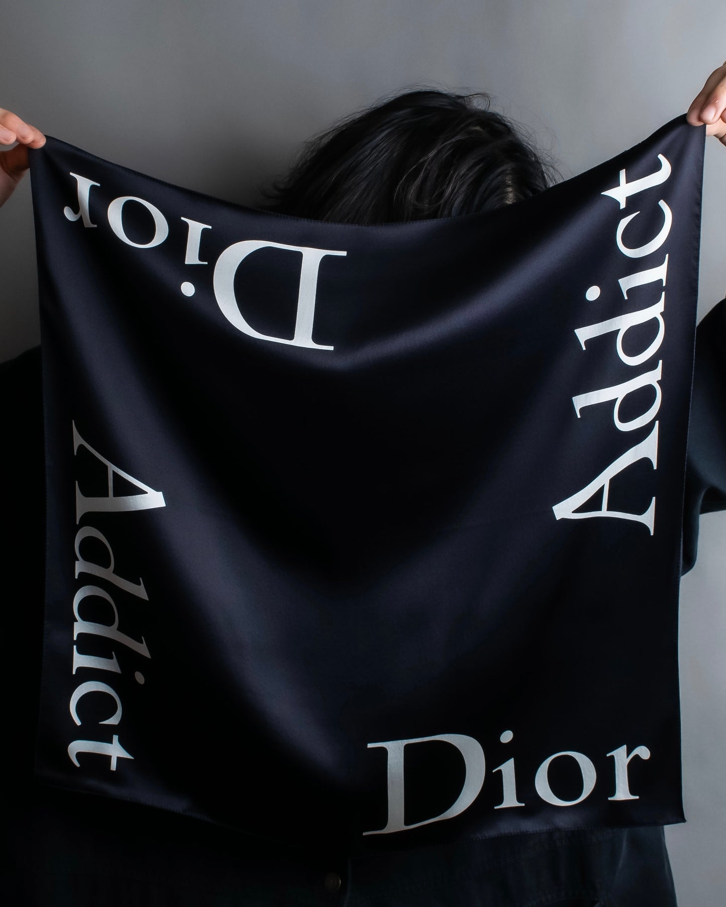 "Christian Dior" Logo＆Addict print small square scarf