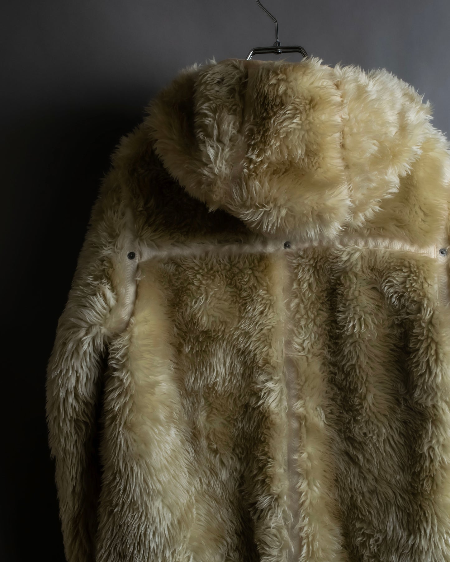 "DIESEL" Double zipper hooded long fur coat