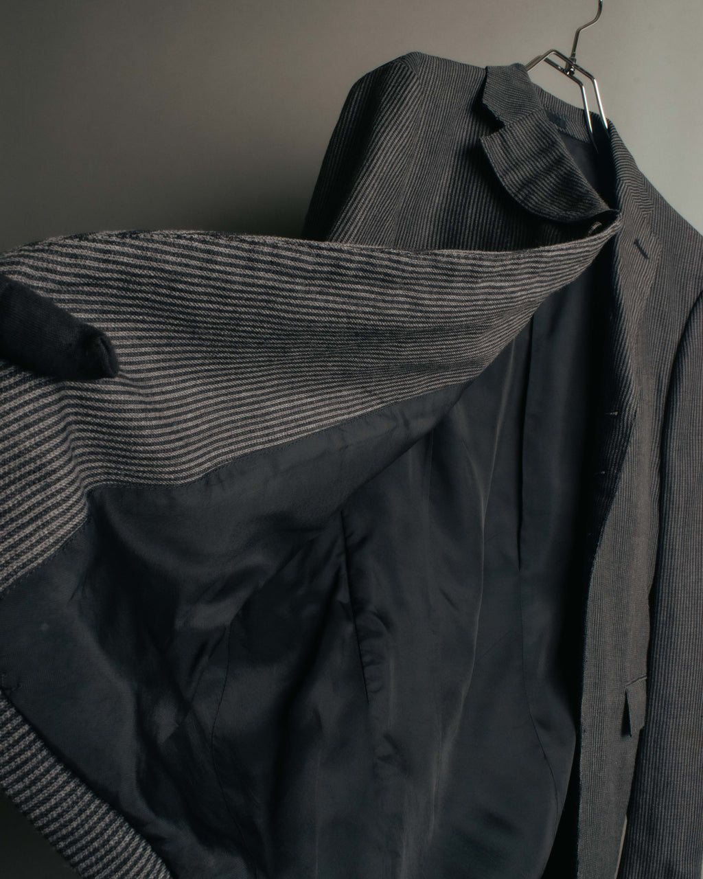 "COMME des GARÇONS HOMME" 10SS Vintage multi-button hickory stripe linen wool jacket