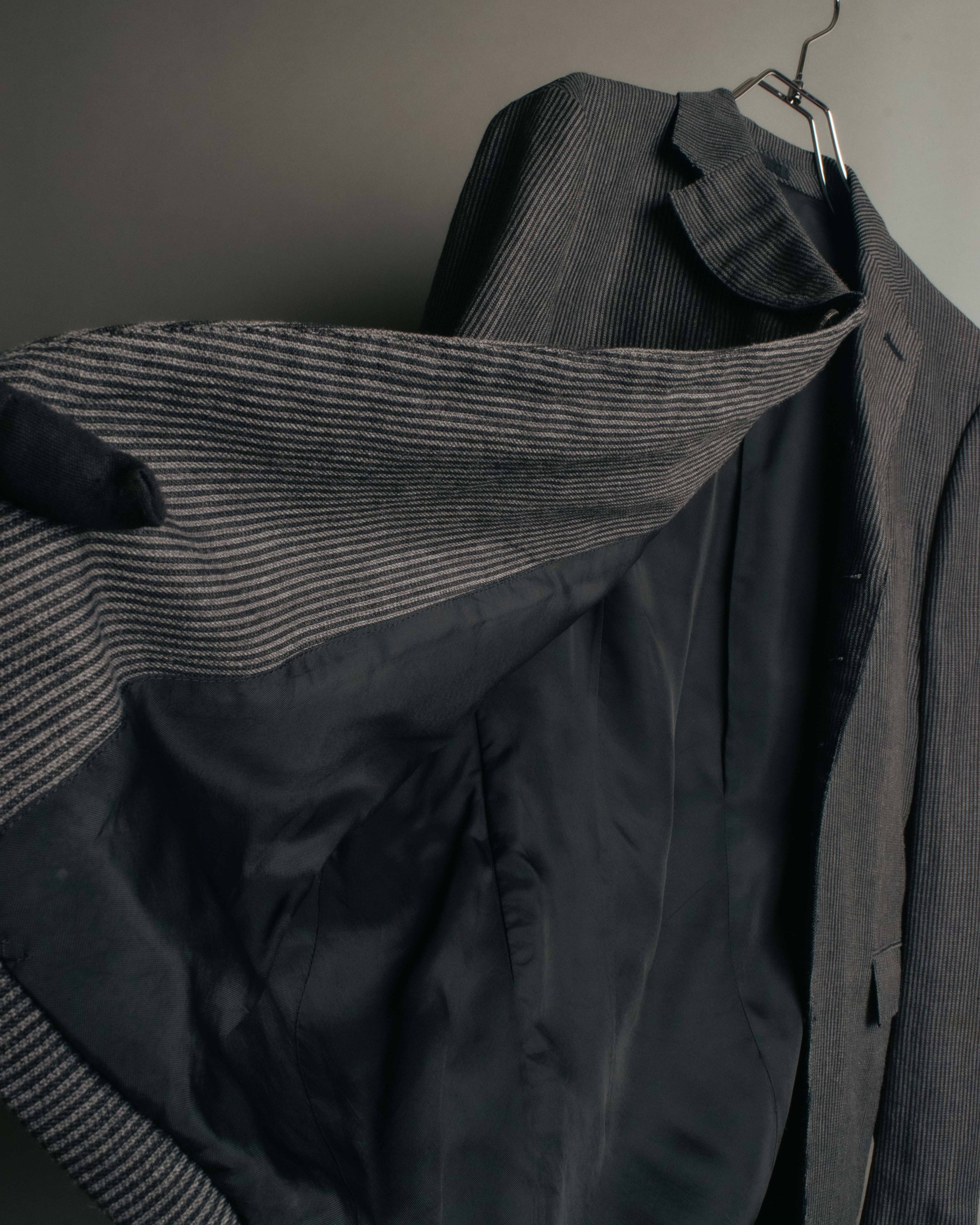"COMME des GARÇONS HOMME" 10SS Vintage multi-button hickory stripe linen wool jacket