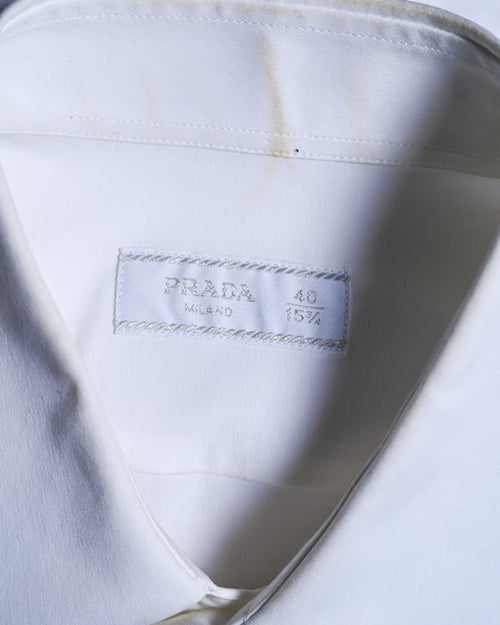 PRADA/ 2021 Thick Collar Oversized Dress Shirt White