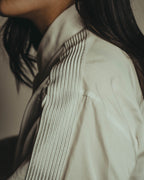 -SPECIAL- "Dior" 10's-20's Sculptural cord embellished concealed placket long sleeve dress shirt