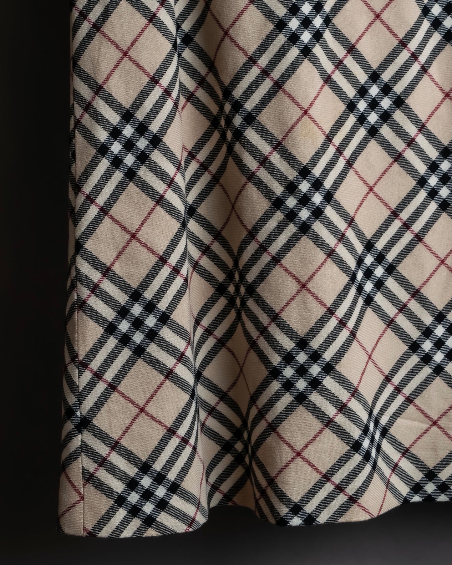 "BURBERRY" Nova check pattern leather piping design cropped skirt