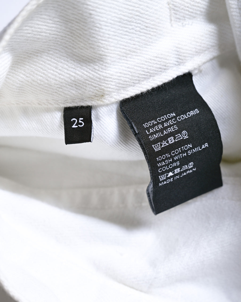 CELINE/ Triomphe Waist Designed Denim Shorts White
