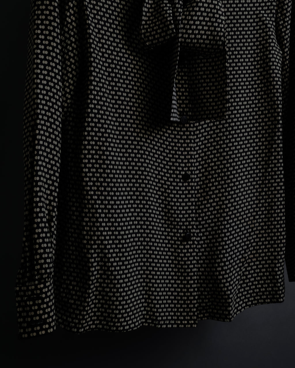 "Christian Dior PRETA PORTER" Ivory polka dot bow tie blouse