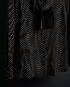 "Christian Dior PRETA PORTER" Ivory polka dot bow tie blouse