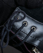"GUCCI" Front zip design lace-up leather uncle boots
