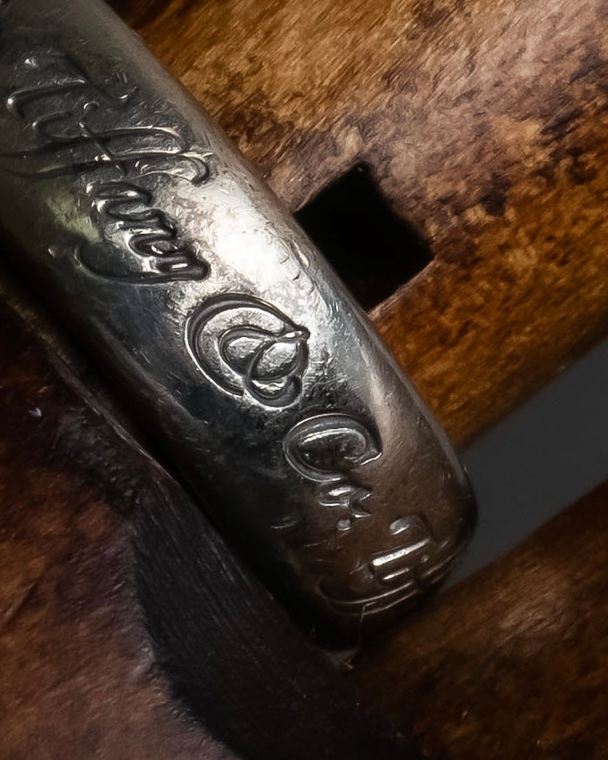"Tiffany&Co" Notes series cursive logo engraved silver ring